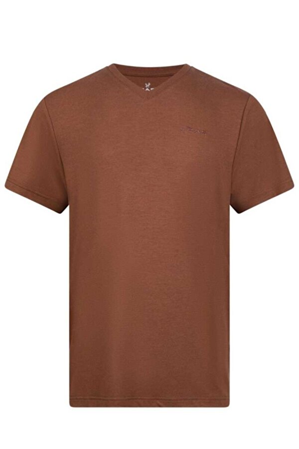 Victor Erkek Viloft V Yaka T-Shirt Kahverengi