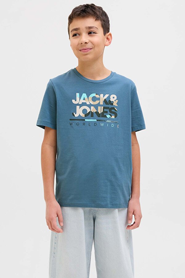 JJLUKE TEE SS CREW Mavi Erkek Çocuk Kısa Kol T-Shirt