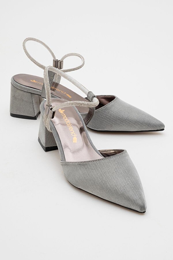 Kadın Taşlı Topuklu Ayakkabı PLATİN SİM