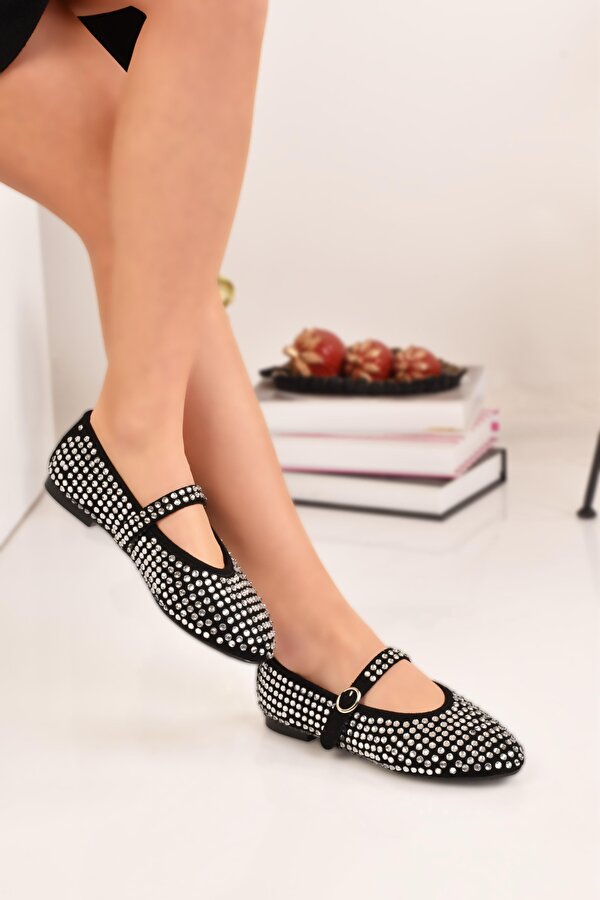 Kadın İnci Taşlı Rahat Babet Ayakkabı