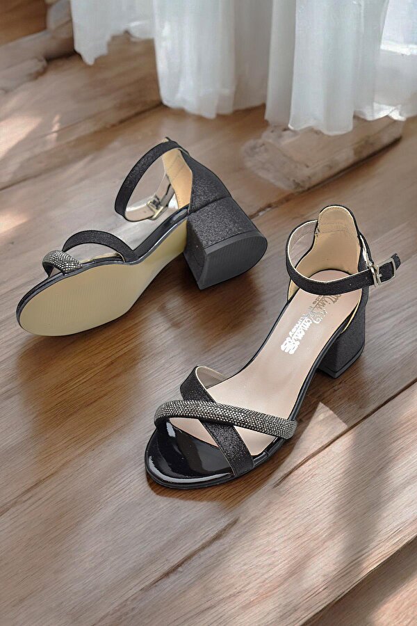 351 Abiye Kız Çocuk Topuklu Ayakkabı Taşlı Açık Kız Çocuk Nişan Abiye Ayakkabısı