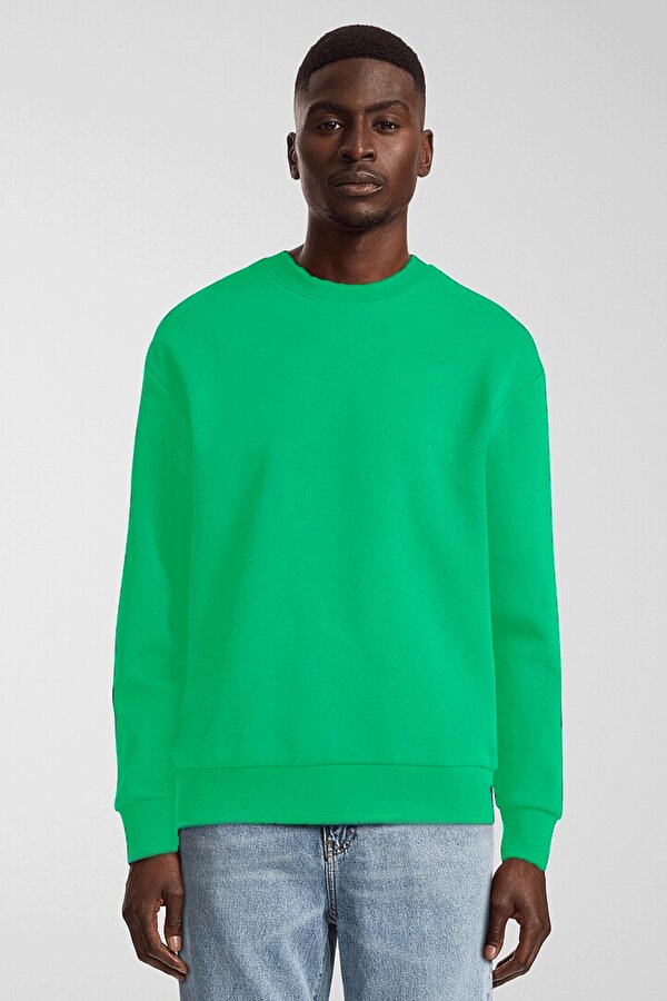 Erkek Bisiklet Yaka Rahat Kalıp 3 iplik İçi Polarlı Kalın Sweatshirt SPR24SW36