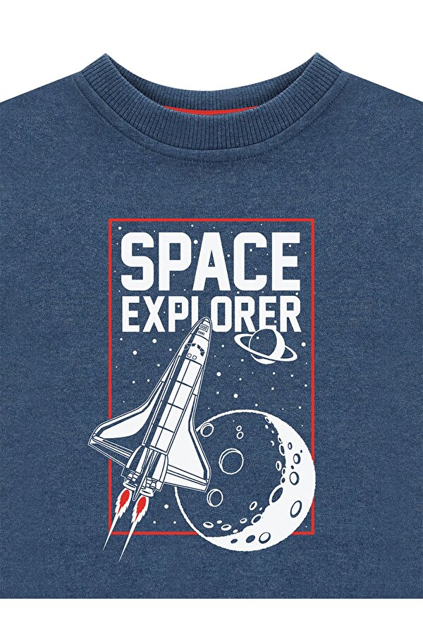 Uzay Kaşifi Erkek Çocuk İndigo Sweatshirt