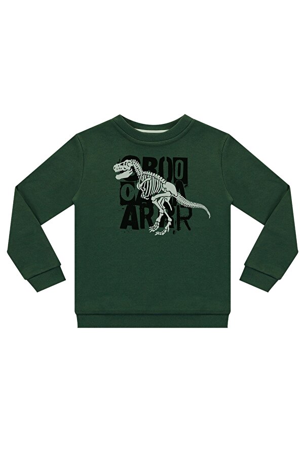 Roarr Dino Erkek Çocuk Haki Sweatshirt