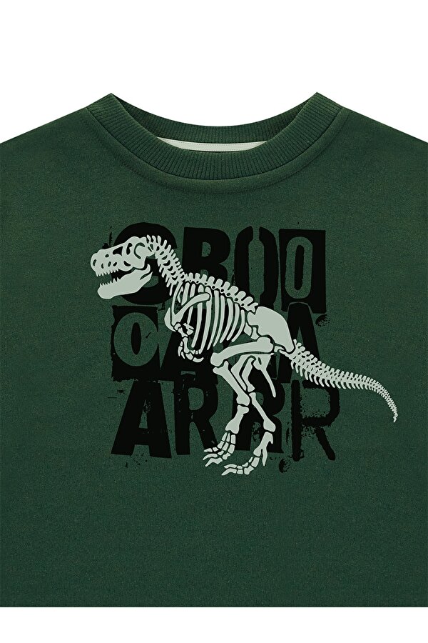 Roarr Dino Erkek Çocuk Haki Sweatshirt