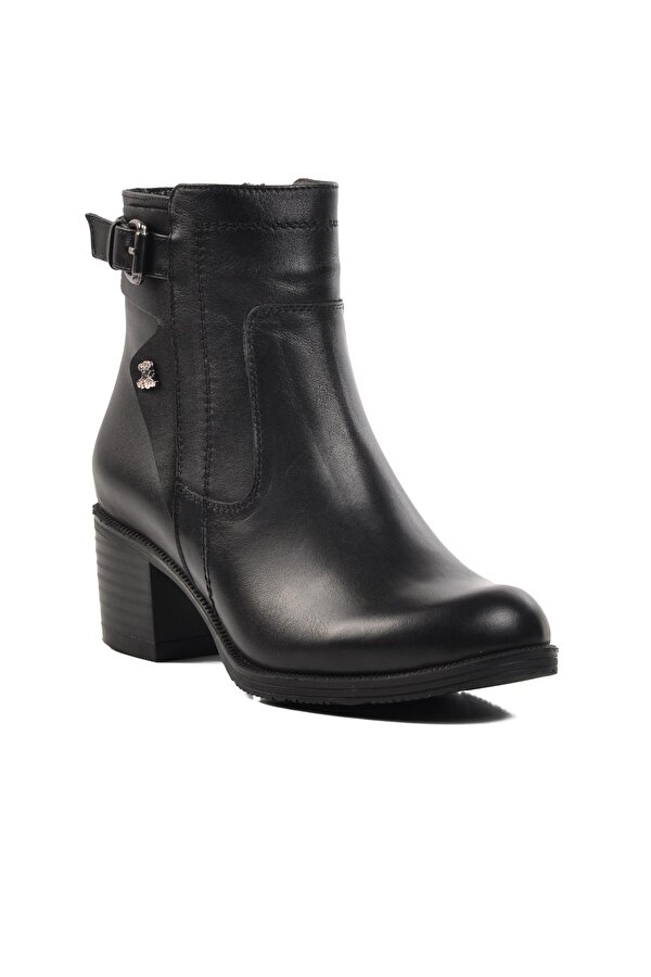 1779011K İçi Polarlı Hakiki Deri Siyah Kadın Bot