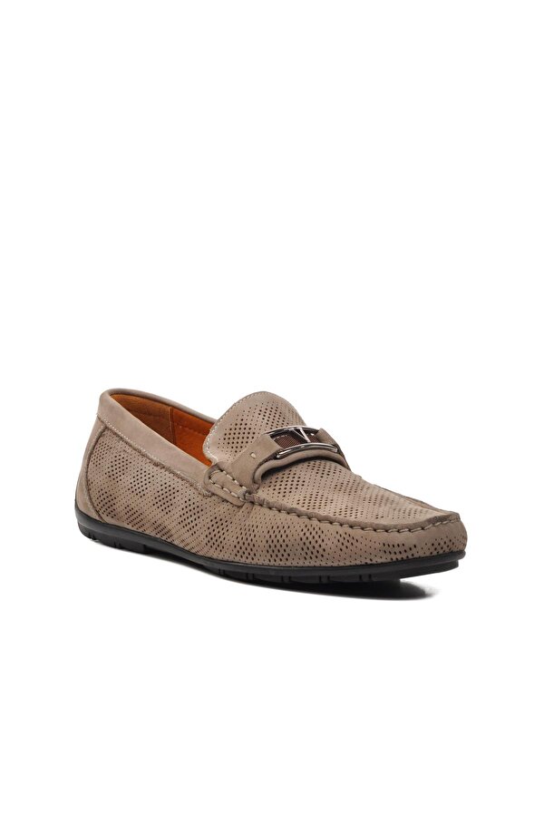 152-11087 Koyu Bej Hakiki Deri Erkek Loafer Ayakkabı