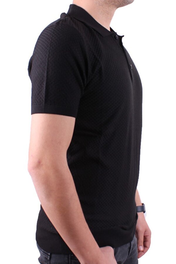 DMG23-511231 Siyah Günlük Polo Yaka Erkek Tişört