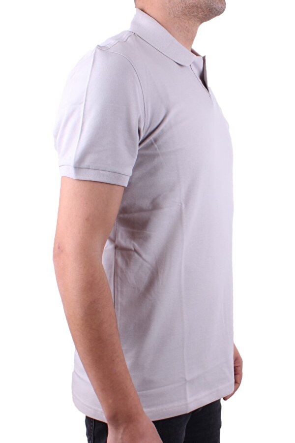 DMG23-231319 Gri Günlük Yarım Patlı Pike Polo Yaka Erkek Tişört
