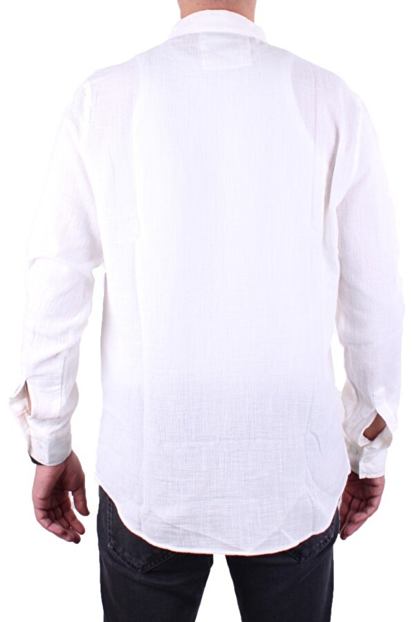 DMG23-128281 Ekru Günlük Normal Kalıp Uzun Kol Erkek Gömlek