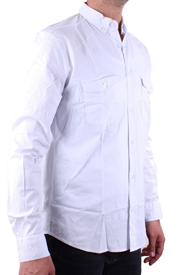DMG23-118783 Beyaz Poplin Günlük Normal Kalıp Uzun Kol Erkek Gömlek