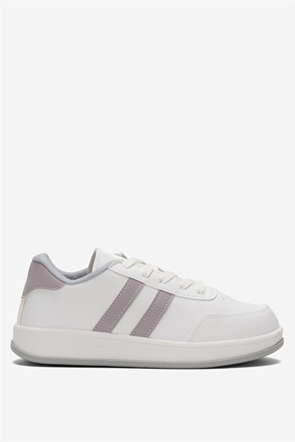 Unisex Düz Hafif Taban Günlük Sneaker Ayakkabı BEYAZ - GRİ