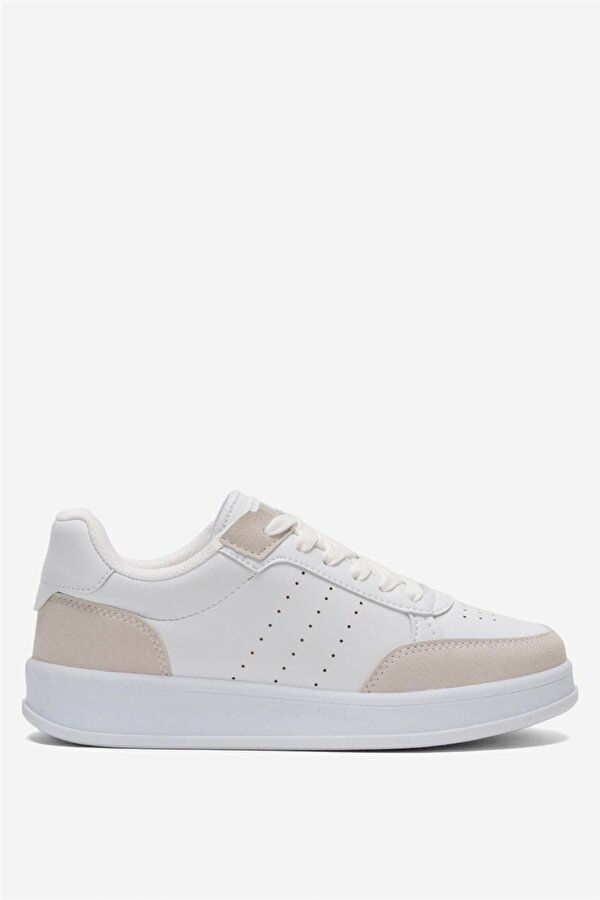 Unisex Düz Hafif Taban Günlük Sneaker Ayakkabı BEYAZ - BEJ