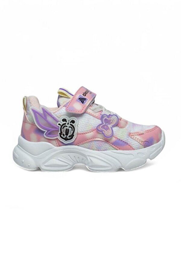 034-25 Simli Kelebek Kız Çocuk Sneaker Pembe Beyaz 26-30