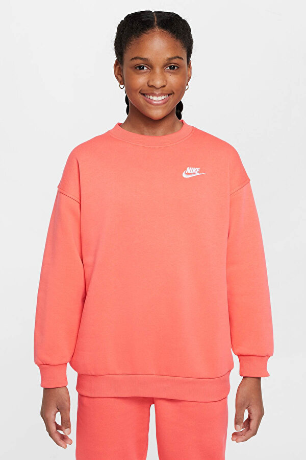 Sportswear Club Flee Açık Turuncu Kız Çocuk Sweatshirt