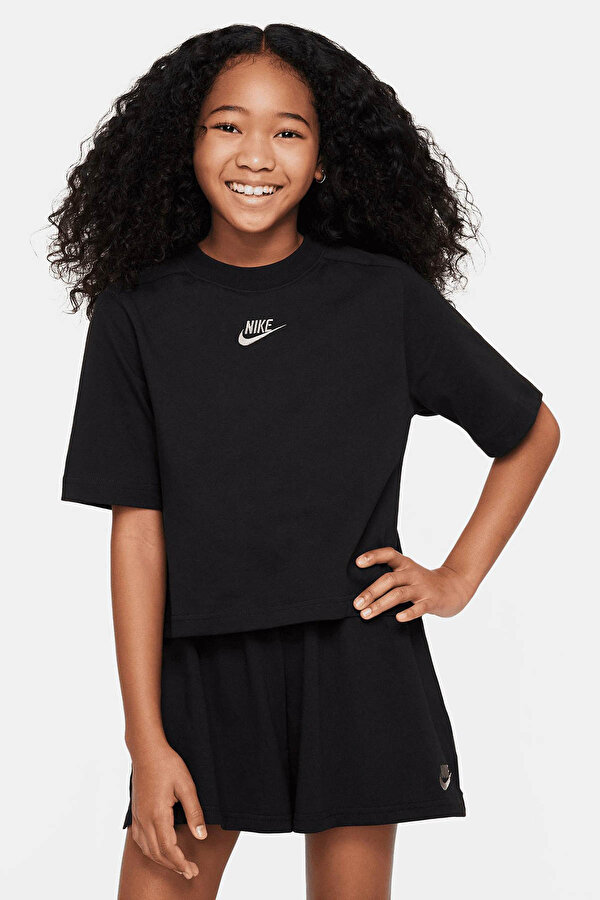 Sportswear Siyah Kız Çocuk Kısa Kol T-Shirt