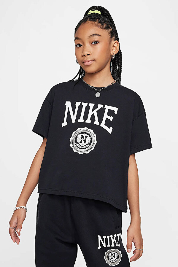 G NSW TEE GRAPHIC STAR Siyah Kız Çocuk Kısa Kol T-Shirt