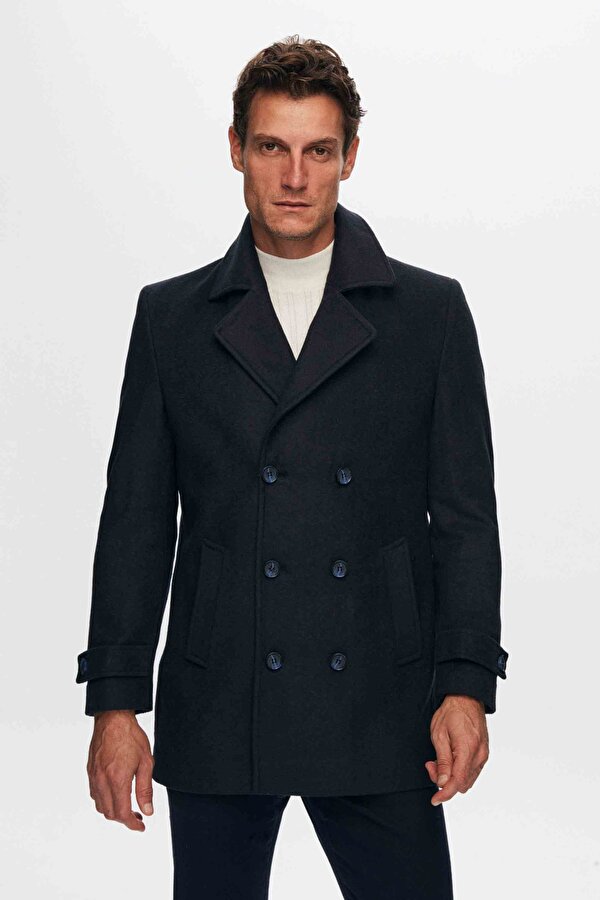 Ds Damat Regular Fit Lacivert Mono Yaka Kruvaze Kaban