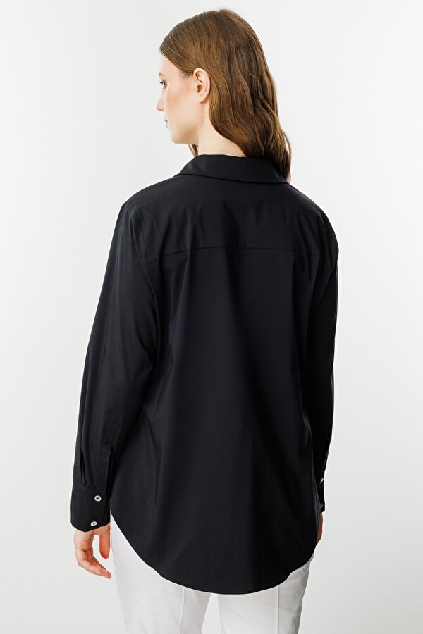 Polo Yaka Gül Nakışlı Cepli Kadın Gömlek 25Y.EKL.BLZ.03504.1