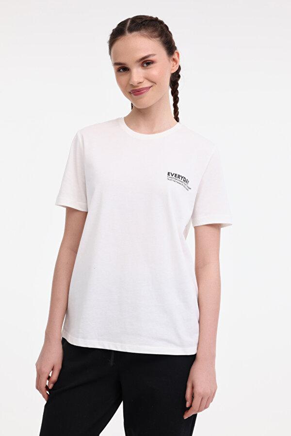 WL HANNAH 11KT72 5FX Ekru Kadın Kısa Kol T-Shirt