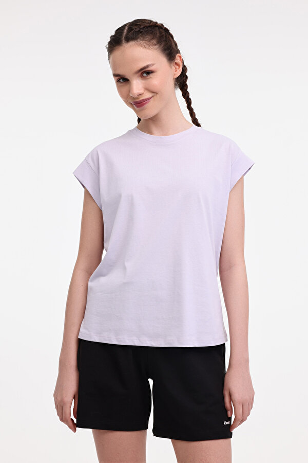 WL PELYAF 11KT71 5FX Açık Lila Kadın Kısa Kol T-Shirt