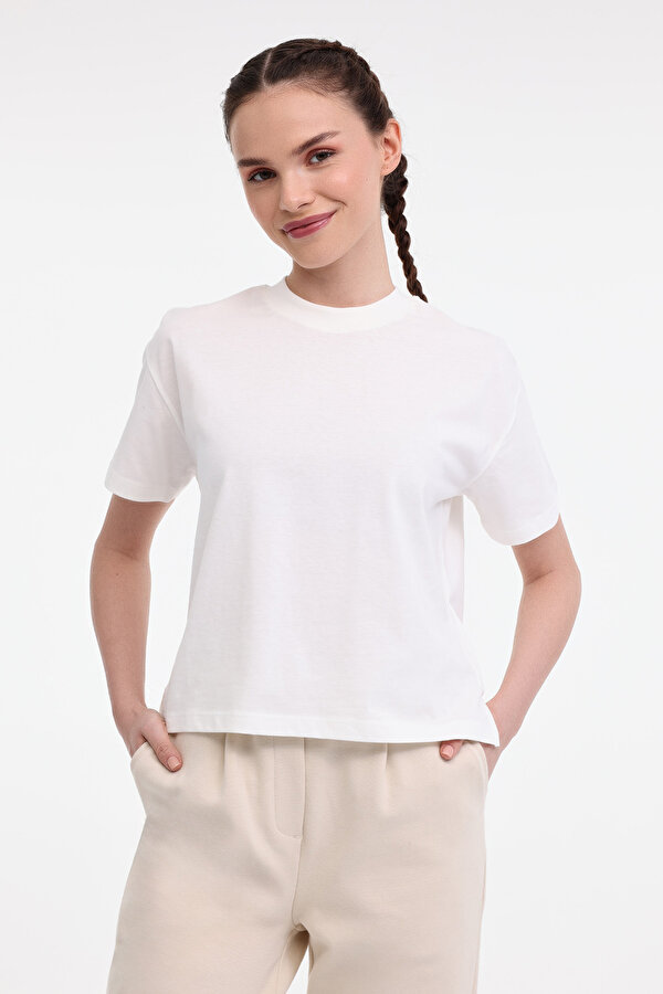 WL UNI 11KT70 5FX Ekru Kadın Kısa Kol T-Shirt