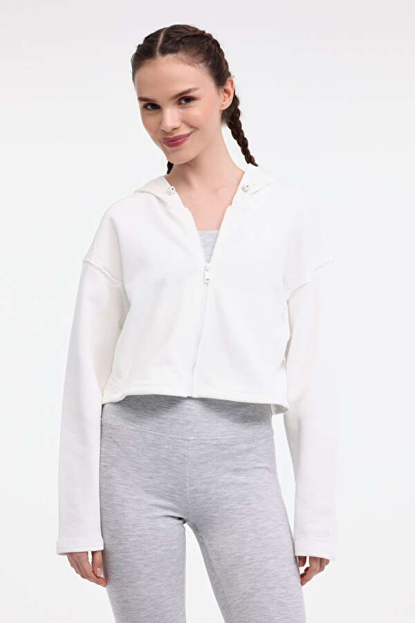 W-AYSA FULL ZIP 5FX Ekru Kadın Eşofman Üstü