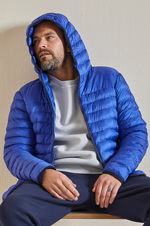 Saks Fermuarlı Standart Kalıp Soğuğa Dayanıklı Erkek Şişme Mont - 88167