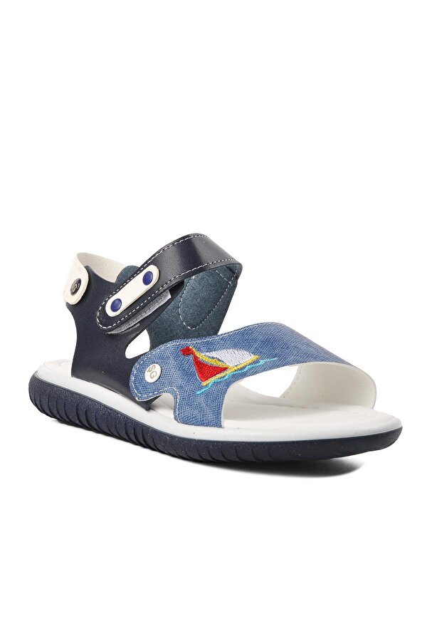 Şng 1540-F Lacivert-Beyaz-Kot Erkek Çocuk Sandalet