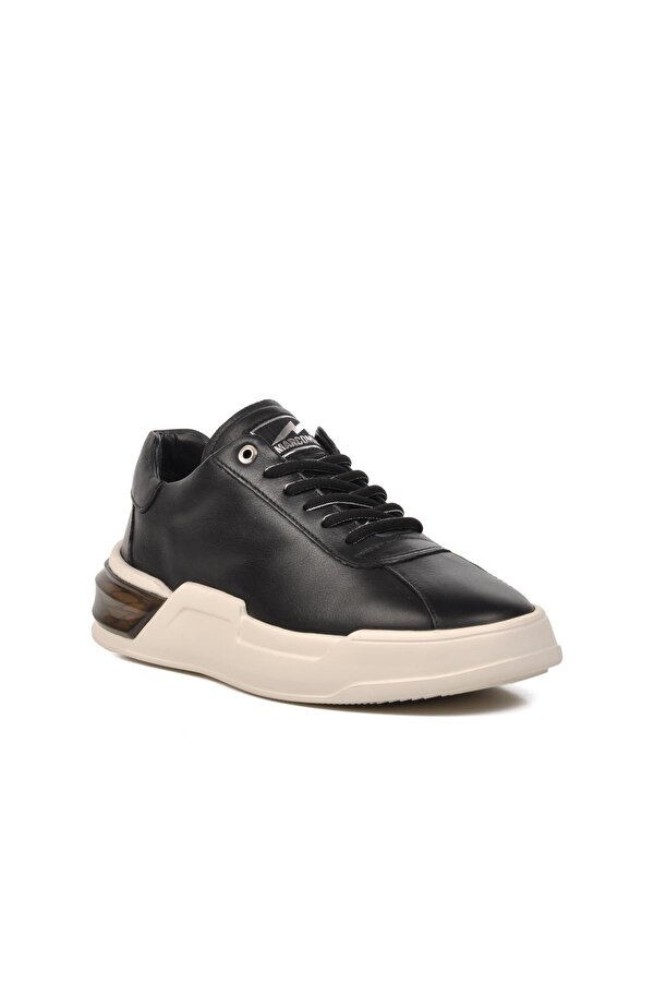 152-19197 Siyah-Beyaz Hakiki Deri Erkek Sneaker