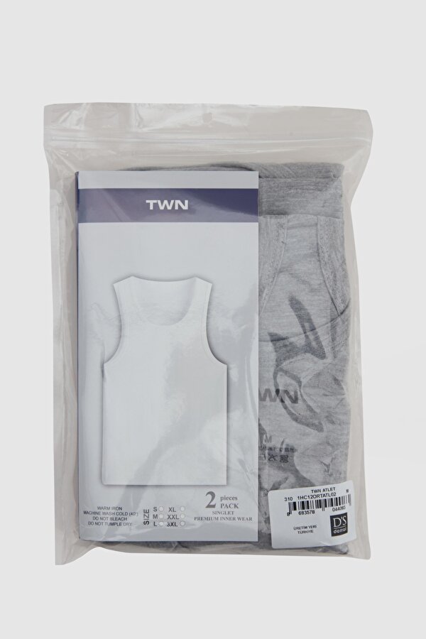 Gri Standart Fit Nefes Alabilen Teri Emen  4 Lü Atlet