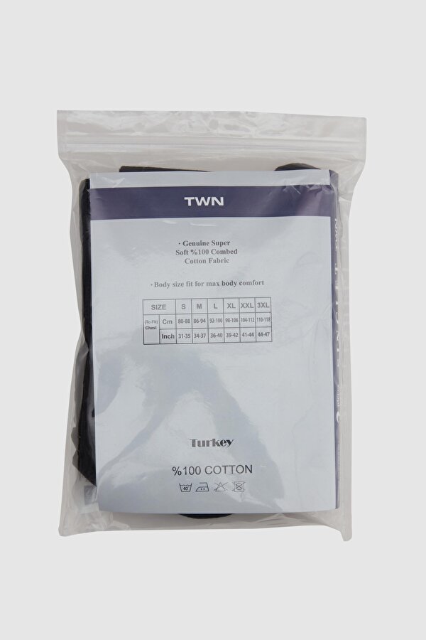 Siyah Standart Fit Nefes Alabilen Teri Emen %100 Pamuklu 6 Lı Atlet