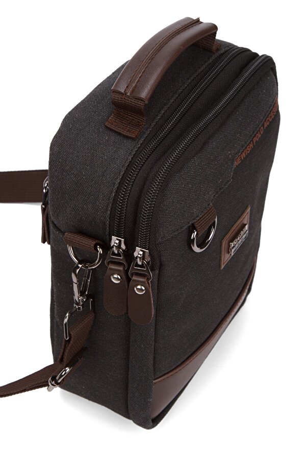 Erkek Siyah Kanvas Kumaş El ve Omuz Çantası new313