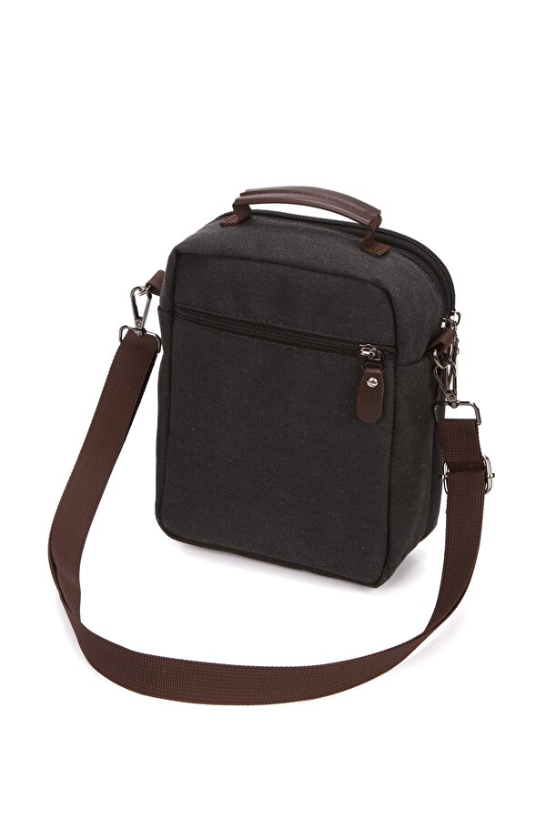 Erkek Siyah Kanvas Kumaş El ve Omuz Çantası new313