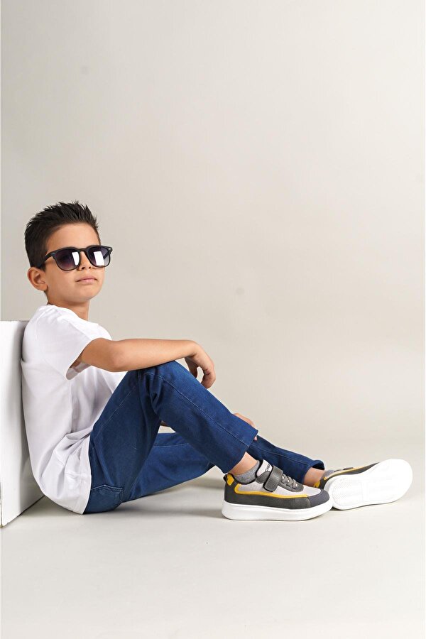 1015 Gri Beyaz Sarı Çocuk Ayakkabı