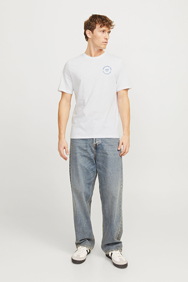 JJSIMON TEE SS CREW Beyaz Erkek Kısa Kol T-Shirt