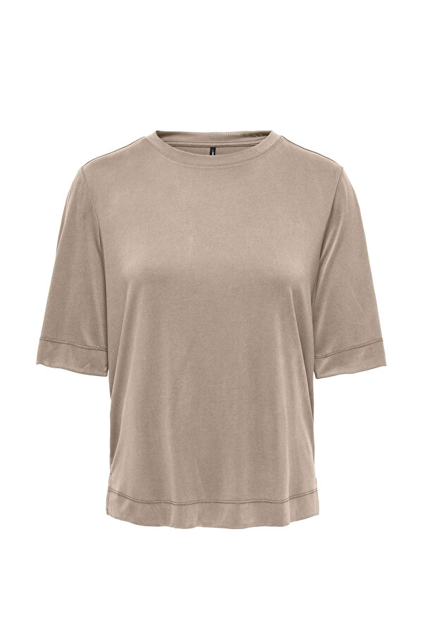 ONLHANNAH S/S O-NECK TOP Gri Kadın Kısa Kol T-Shirt