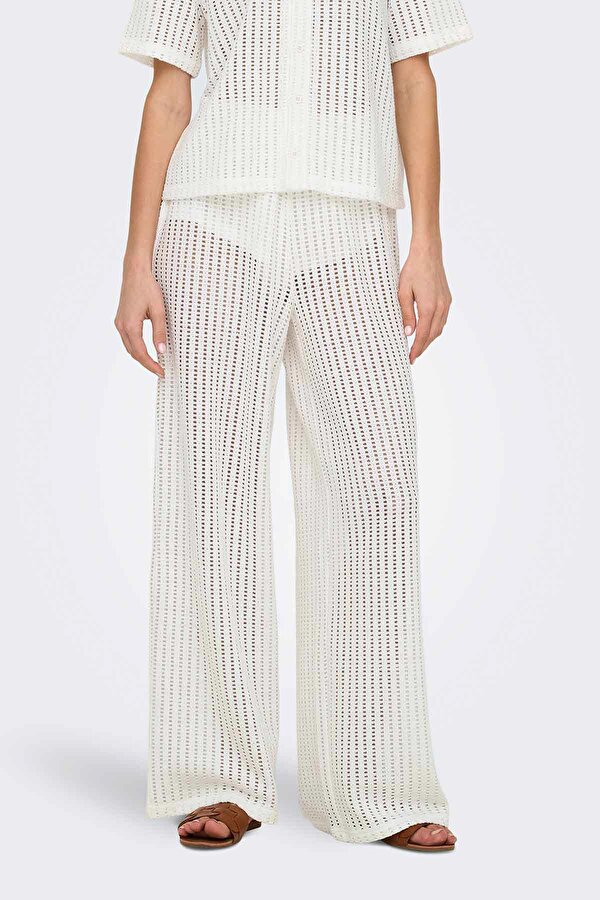 ONLFREYA STRAIGHT PANT JR KIRIK BEYAZ Kadın Pantolon