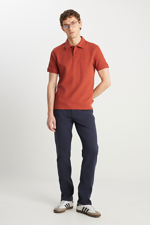 Erkek Regular Fit Polo Kiremit Erkek Kısa Kol T-Shirt