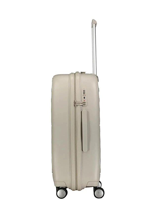 Benetton 1000 KÜÇÜK BOY Polipropilen Kırılmaz Valiz  Tekerlekli Valiz BEJ