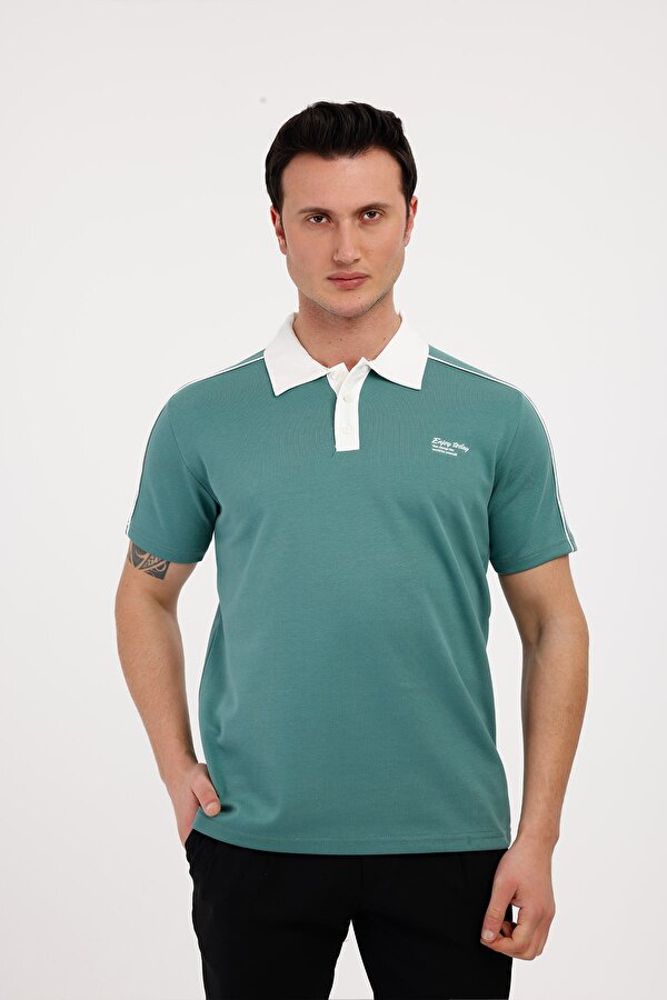 TRENDY Polo Yaka Pamuklu Tişört - Yeşil