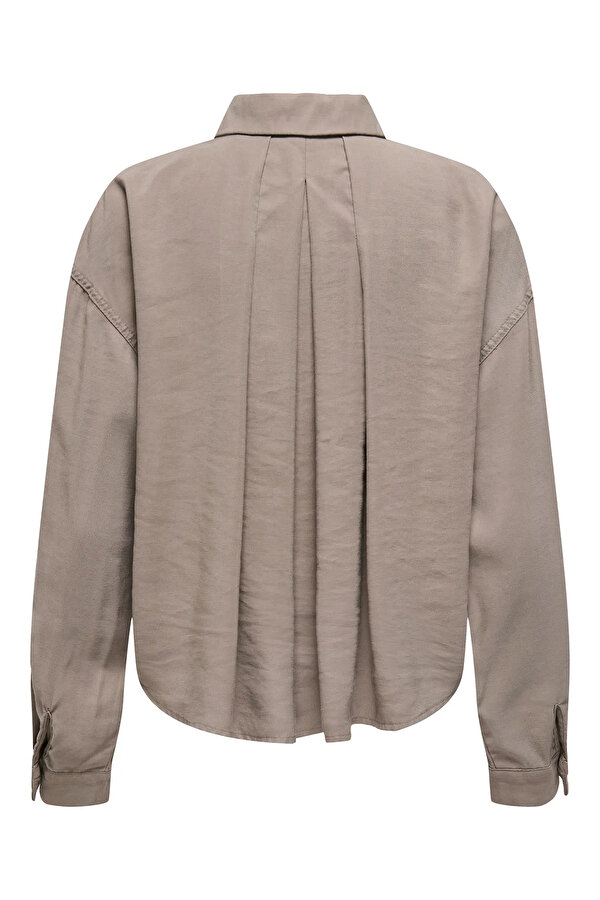 Kadın Onlarıs Rahat Kalıp Ön Taraf Kısa Arka Taraf Uzun Gömlek 15337947 Vizon