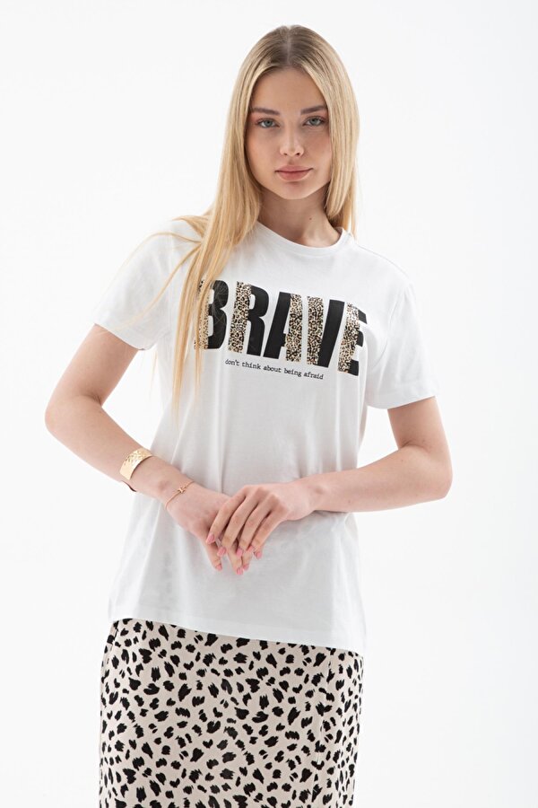 25Y0433K1 Kadın Baskılı T-Shirt