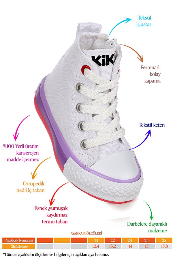 Tinna Bağcıklı Kız Bebek Boğazlı Keten Spor Ayakkabı Beyaz - Pembe