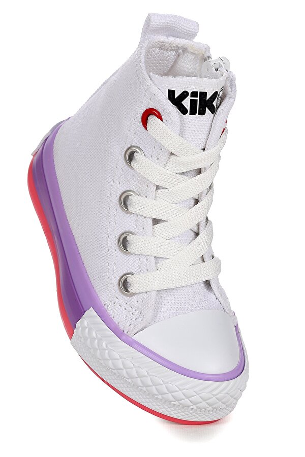 Tinna Bağcıklı Kız Bebek Boğazlı Keten Spor Ayakkabı Beyaz - Pembe