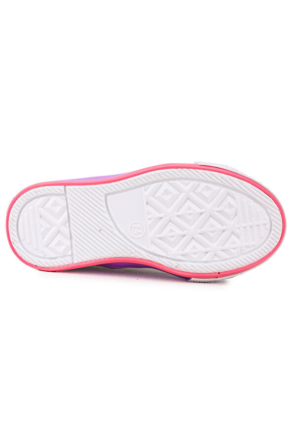 Tinna Bağcıklı Kız Bebek Boğazlı Keten Spor Ayakkabı Beyaz - Pembe