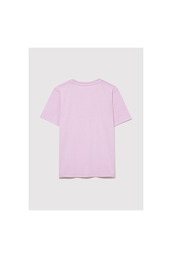 ̇ Logo Baskili Ti̇şört Toz Orkide Moru