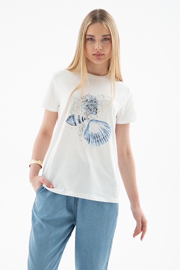 25Y0376K1 Kadın Baskılı T-Shirt