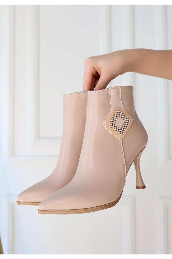 Nut Nude Suni Deri Topuklu Kadın Bot