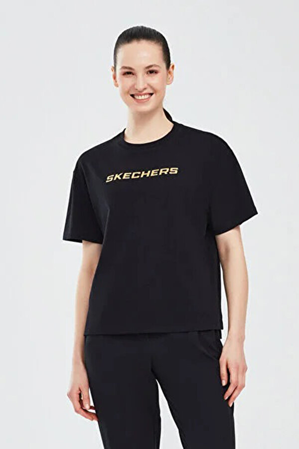 Graphic T-Shirt W Short S Siyah Kadın Kısa Kol T-Shirt
